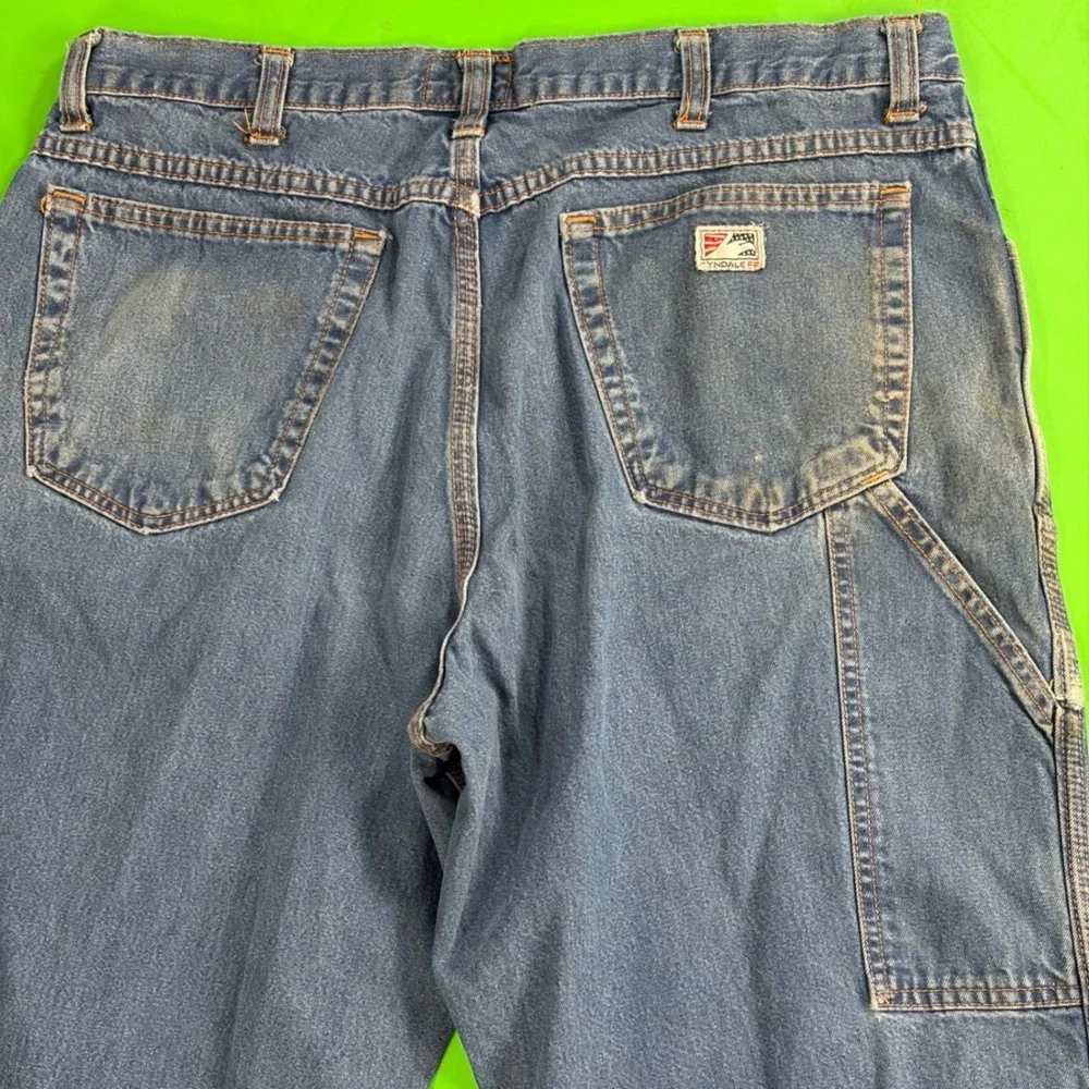 Tyndale FR Distressed Carpenter Jeans Mens 38/32 Blue Flame Resistant Workwear